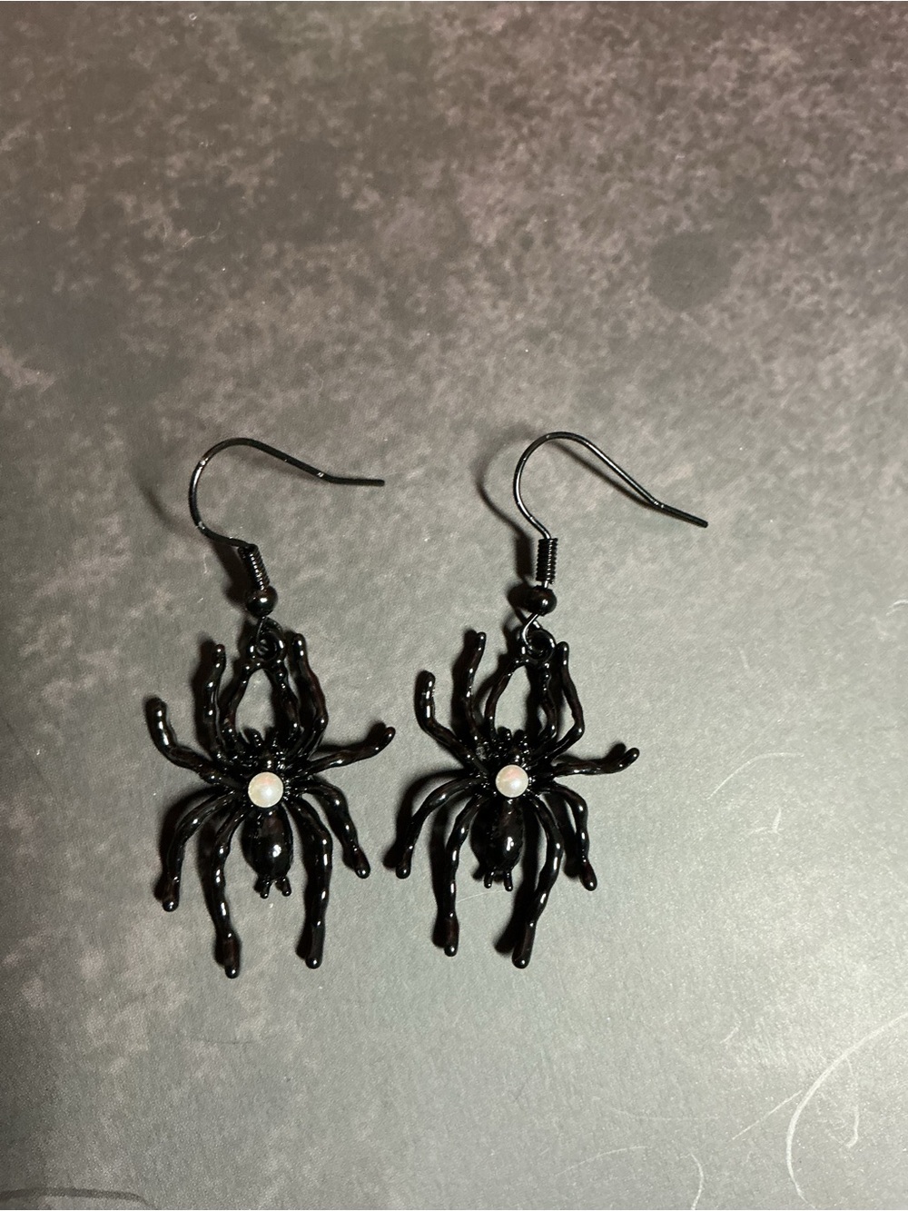 Black Spider with Faux Pear Earrings